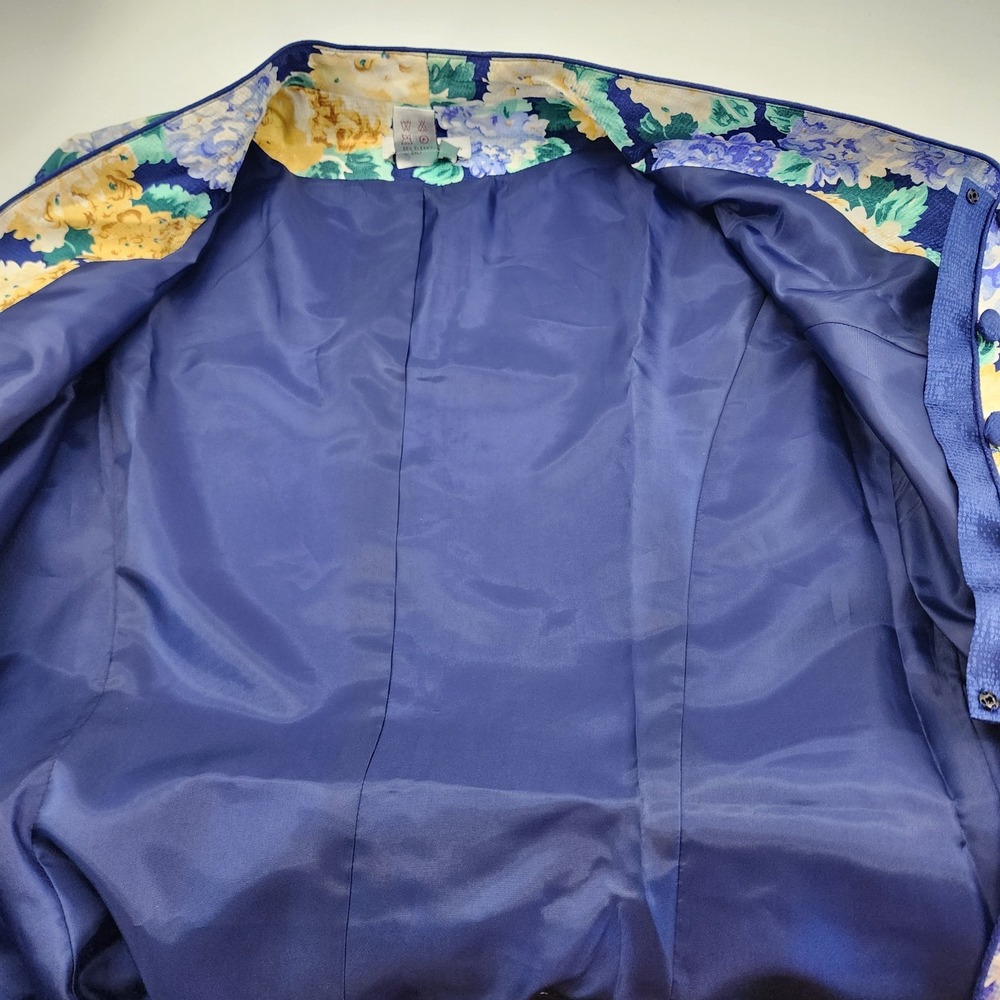 Vintage Adrianna Papell Women's Button Up Floral Silk Jacket Size 10 Floral - Picture 6 of 7